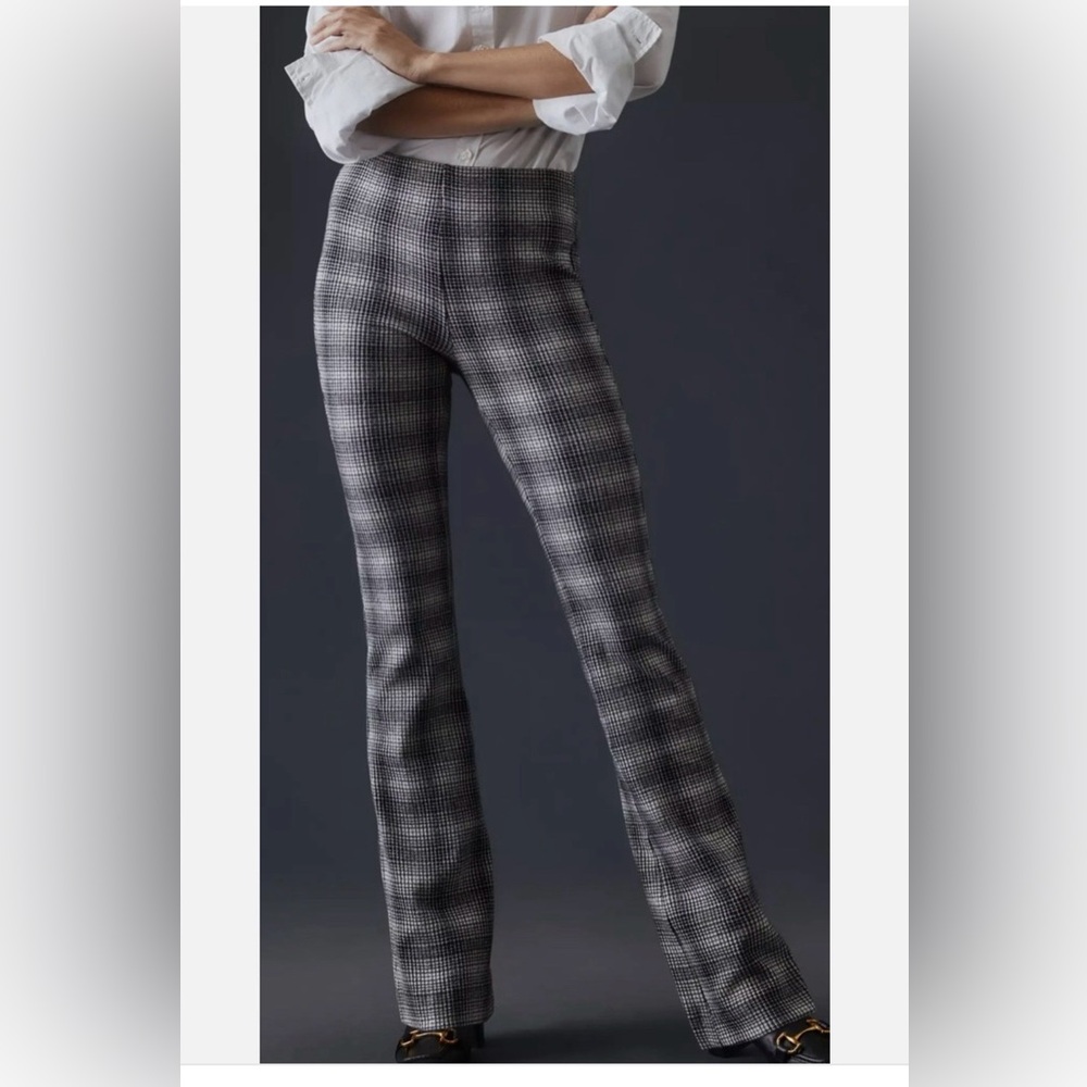 Maeve Black & Gray Plaid Boot-Cut Pants